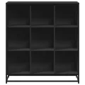 Bibliothèque noir 97,5x33x107,5 cm bois d'ingénierie et métal