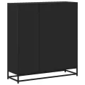 Bibliothèque noir 97,5x33x107,5 cm bois d'ingénierie et métal