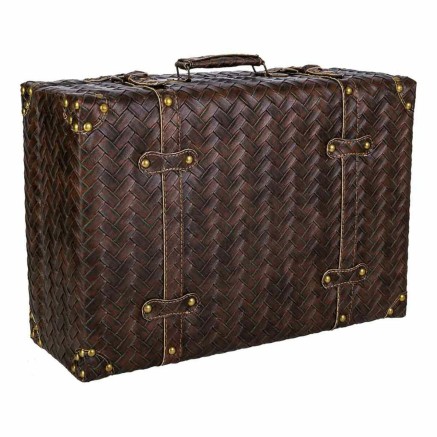 Decorative suitcase Alexandra House Living Brown Polyskin MDF Wood Vin
