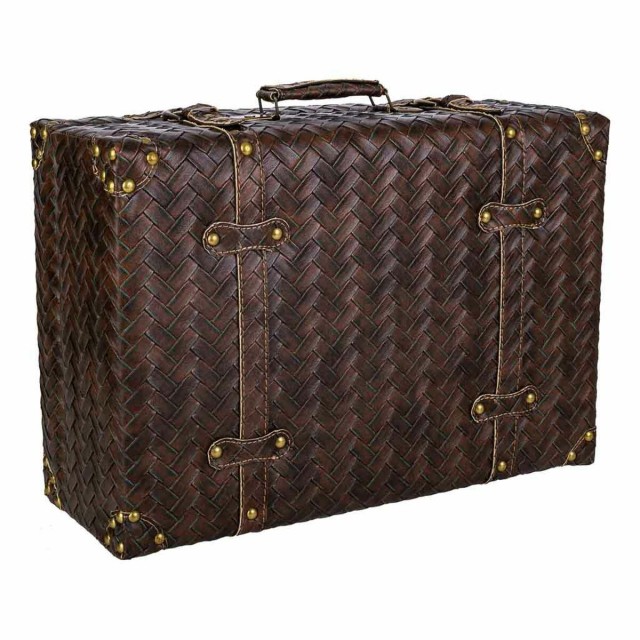 Decorative suitcase Alexandra House Living Brown Polyskin MDF Wood Vin