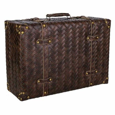 Decorative suitcase Alexandra House Living Brown Polyskin MDF Wood Vin 2