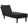 Fauteuil long avec accoudoir droit noir tissu