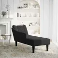 Fauteuil long avec accoudoir droit noir tissu