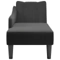 Fauteuil long avec accoudoir droit noir tissu