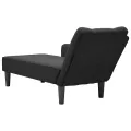 Fauteuil long avec accoudoir droit noir tissu