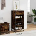 Étagère à chaussures chêne fumé 48x38x97,5 cm bois d'ingénierie