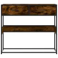 Table console chêne fumé 90x35x80 cm bois d'ingénierie