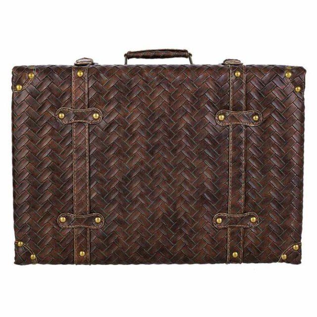 Decorative suitcase Alexandra House Living Brown Polyskin MDF Wood Vin