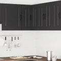 Armoire murale d'angle de cuisine Kalmar noir bois d'ingénierie