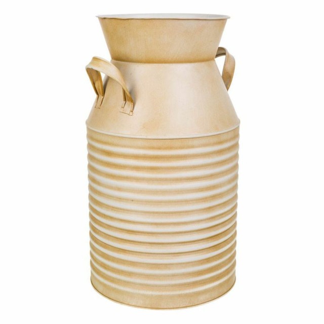 Dekorative Kanne Alexandra House Living Weiß Beige Metall Milchkrug 2