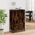 Buffet haut chêne fumé 68x35x106,5 cm bois d'ingénierie métal