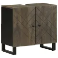 Ensemble de meubles de salle de bain 3 pcs noir manguier massif