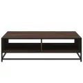 Table basse chêne marron 100x100x30 cm bois d'ingénierie/métal