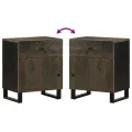 Table de chevet noir 50x33x60 cm bois de manguier massif