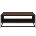 Table basse chêne marron 80x80x30 cm bois d'ingénierie et métal
