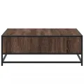 Table basse chêne marron 80x80x30 cm bois d'ingénierie et métal