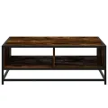 Table basse chêne fumé 80x80x30 cm bois d'ingénierie et métal