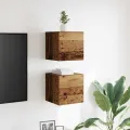 Meuble TV mural 2 pcs vieux bois 30,5x30x30 cm