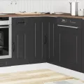 Armoire d'angle de cuisine Kalmar noir bois d'ingénierie