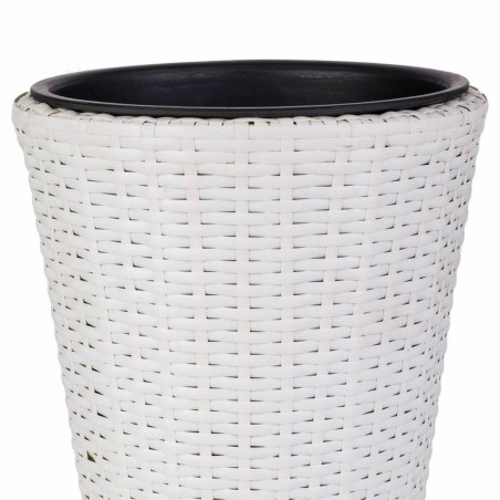 Planter Alexandra House Living White Iron Rattan Plastic 28 x 40 x 28