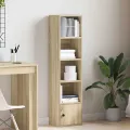 Bibliothèque chêne fumé 31x24x127 cm bois d'ingénierie