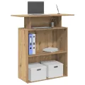 Bureau réception chêne artisanal 100x40x104 cm bois ingénierie