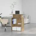 Bureau réception chêne artisanal 100x40x104 cm bois ingénierie