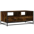 Table basse chêne fumé 100x50x45 cm bois d'ingénierie et métal
