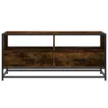 Table basse chêne fumé 100x50x45 cm bois d'ingénierie et métal