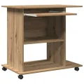 Bureau d'ordinateur chêne artisanal 80x50x75 cm bois ingénierie