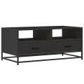Table basse noir 100x50x45 cm bois d'ingénierie et métal