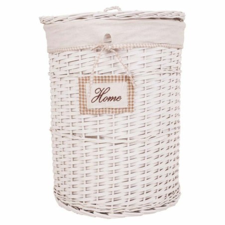 Cesto para la Ropa Alexandra House Living Blanco Mimbre Madera de sauc