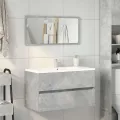 Armoire de bain avec miroir gris béton bois d'ingénierie
