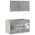 Armoire de bain avec miroir gris béton bois d'ingénierie