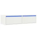 Meuble TV avec lumières LED blanc 100X35,5x25 cm