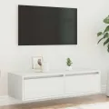 Meuble TV avec lumières LED blanc 100X35,5x25 cm