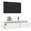Meuble TV avec lumières LED blanc 100X35,5x25 cm