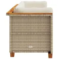 Canapé de jardin avec coussins 3 places beige résine tressée
