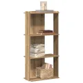 Bibliothèque à 3 niveaux chêne artisanal 60x30x120 cm