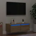 Meuble TV avec lumières LED chêne sonoma 75x35,5x25 cm