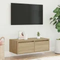 Meuble TV avec lumières LED chêne sonoma 75x35,5x25 cm