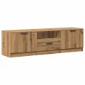 Meuble TV chêne artisanal 140x35x40 cm bois d'ingénierie