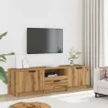 Meuble TV chêne artisanal 140x35x40 cm bois d'ingénierie