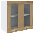 Armoire murale de cuisine avec porte en verre chêne artisanal