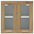 Armoire murale de cuisine avec porte en verre chêne artisanal
