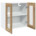 Armoire murale de cuisine avec porte en verre chêne artisanal