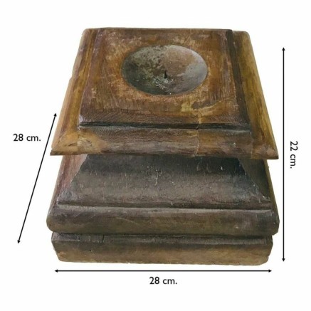 Candlestick Alexandra House Living Recycled Wood 28 x 22 x 28 cm 2