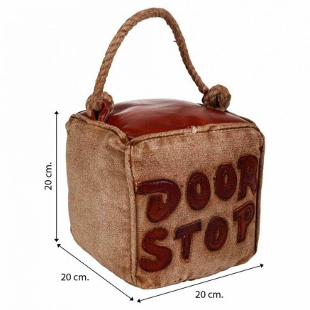 Doorstop Alexandra House Living Cotton Leather 20 x 20 x 20 cm Brown 2