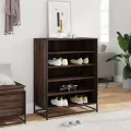 Meuble à chaussures chêne marron bois d'ingénierie et métal