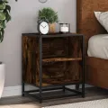 Tables de chevet 2 pcs chêne fumé bois d'ingénierie et métal